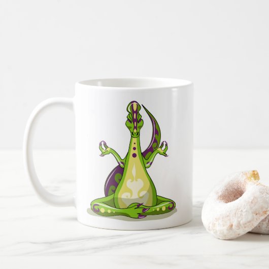 Mug Un Dinosaure Iguanodon Qui Fait Du Yoga. (Avec donut)