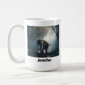 Mug Un éléphant asiatique dans un défrichement éclairé (Gauche)