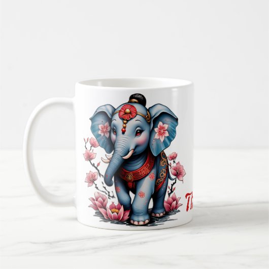 Mug Un éléphant majestueux à la japonaise traditionnel (Gauche)