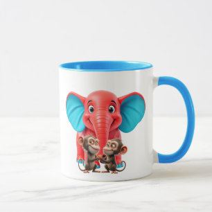 Mug Un éléphanteau rigolo et ses amis singes.