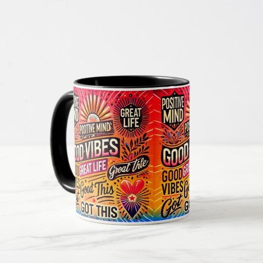 Mug Un Esprit Positif, Une Vie Magnifique, A Compris Ç (Devant gauche)