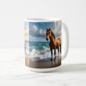 Mug Un Étonnant Cheval Brown Sur La Plage, (Devant droit)