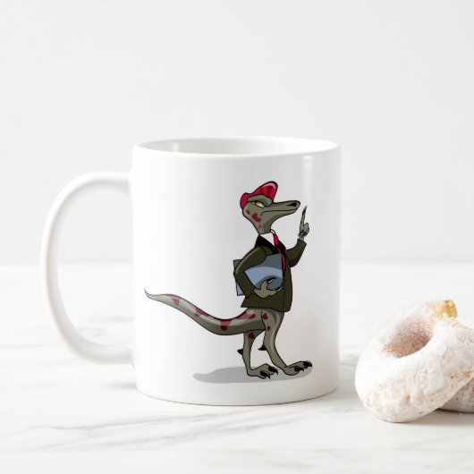 Mug Un Greffier De Caricature Iguanodon. (Avec donut)