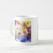 Mug Un gros chat dans un champ de grunge floral (Devant gauche)