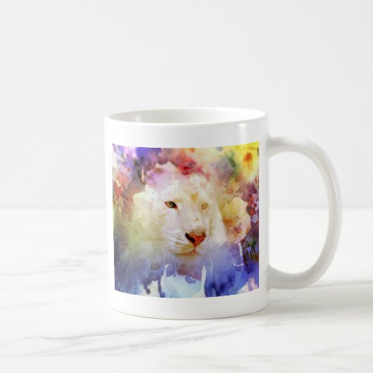 Mug Un gros chat dans un champ de grunge floral (Droite)