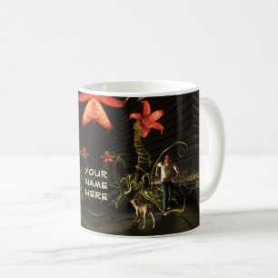 Mug Un homme avec un chien qui s'échappe de la ville