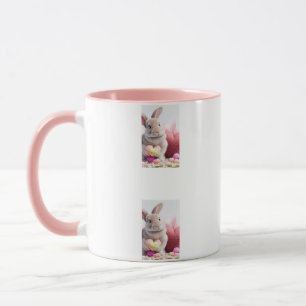 Mug Un joli Coeur rose lapin de Pâques avec panier et