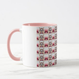 Mug Un joli Coeur rose lapin de Pâques avec panier et