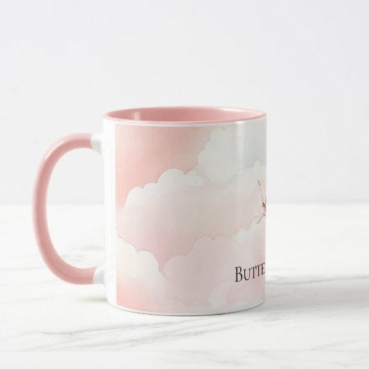 Mug Un Joli Papillon Rose Dans Les Nuages (Gauche)