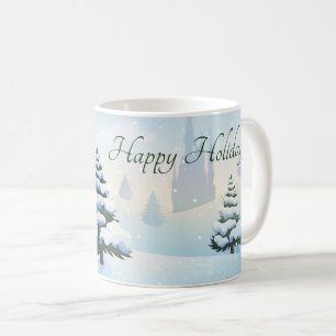 Mug Un jour d'hiver avec un sapin de Noël couvert de n
