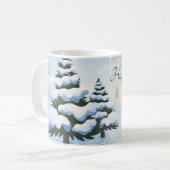 Mug Un jour d'hiver avec un sapin de Noël couvert de n (Devant gauche)
