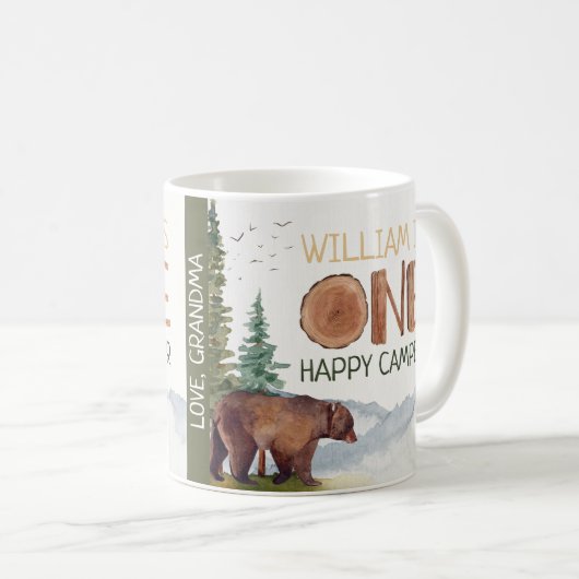 Mug Un Joyeux Camper Ours Des Bois Anniversaire (Devant droit)