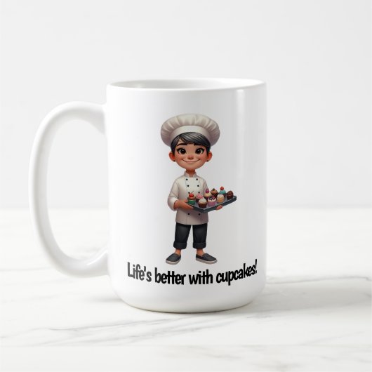 Mug Un joyeux chef pâtissier Posing pour la caméra (Gauche)