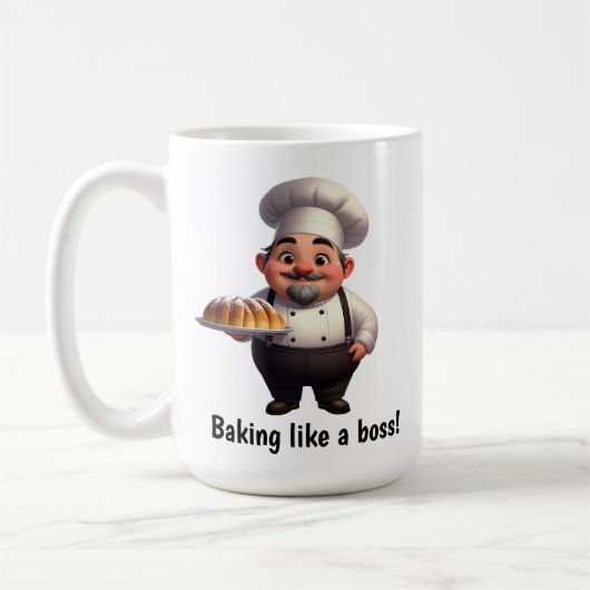 Mug Un joyeux chef pâtissier Posing pour la caméra (Gauche)