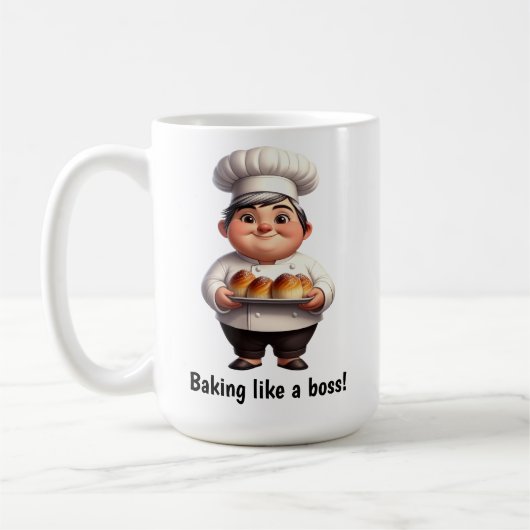 Mug Un joyeux chef pâtissier Posing pour la caméra (Gauche)
