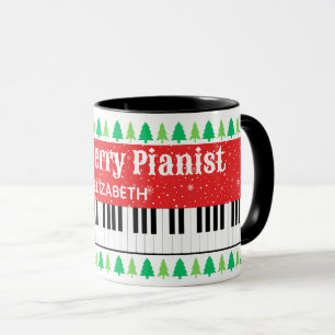 Mug Un joyeux pianiste Noël des fêtes des arbres