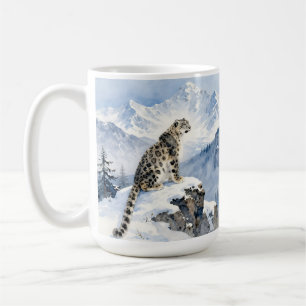 Mug Un léopard des neiges sur un pic enneigé