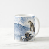 Mug Un léopard des neiges sur un pic enneigé (Devant droit)