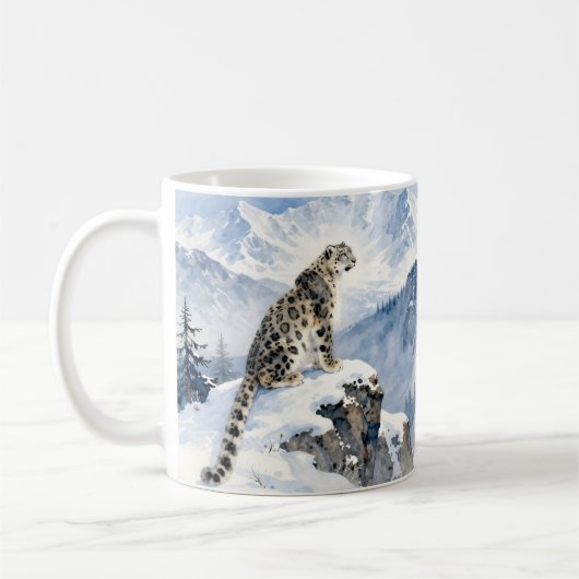 Mug Un léopard des neiges sur un pic enneigé (Gauche)