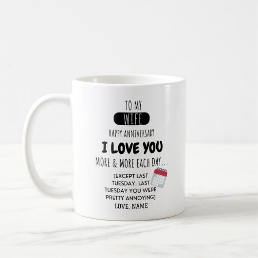Mug Un mari drôle à l'Humour de femme Message sur l'an (Gauche)