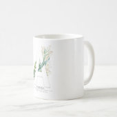 Mug Un Monogramme Gold Green Feuilles Nom élégant (Devant droit)