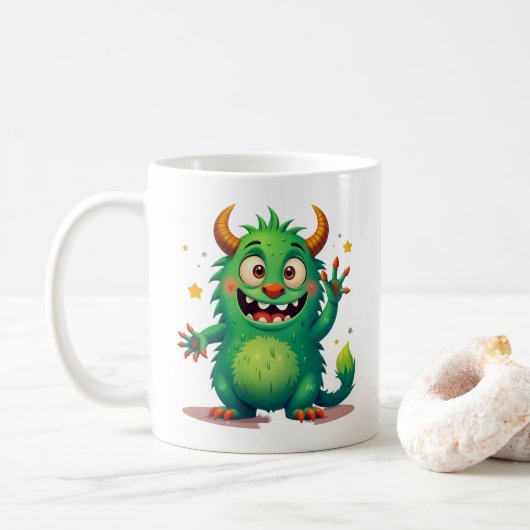 Mug Un Monstre Vert Gourmand : Un Compagnon Amical (Avec donut)
