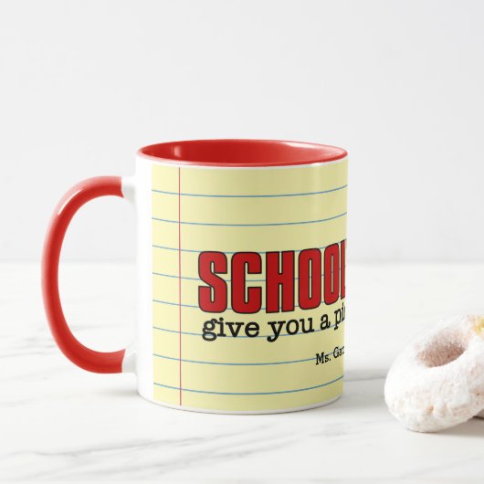 Mug Un morceau d'esprit amusant de l'enseignant Rouge  (Avec donut)