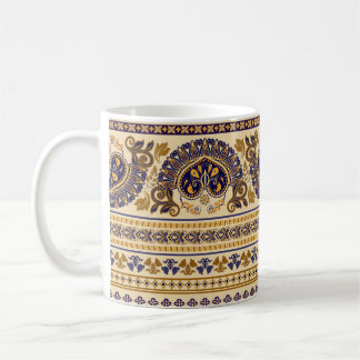 Mug Un motif égyptien sans couture rayé. Floral coloré