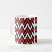 Mug un motif en zigzag rouge et noir sur fond blanc (Devant gauche)