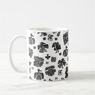 Mug Un motif maya vintage sans couture. Dents noir et