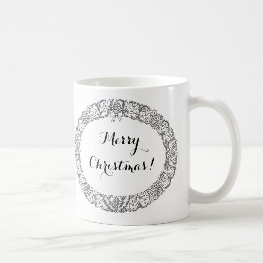 Mug Un noir chic sur une couronne de Noël blanche pour (Droite)