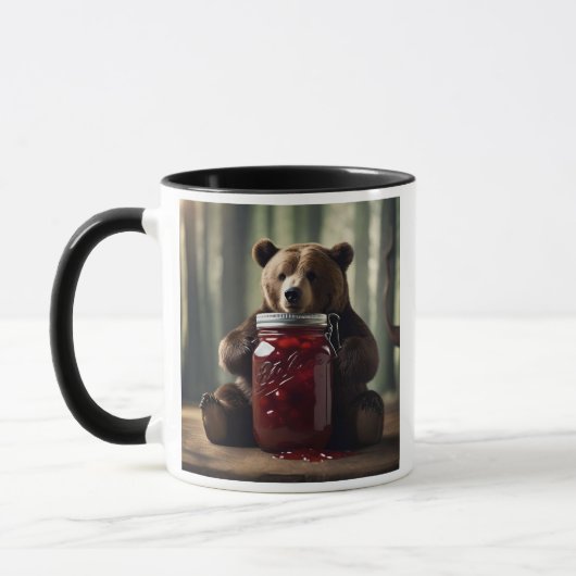 Mug Un ourson assis devant un pot de confiture. (Gauche)