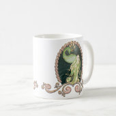 Mug Un paon majestueux en or et vert (Devant droit)