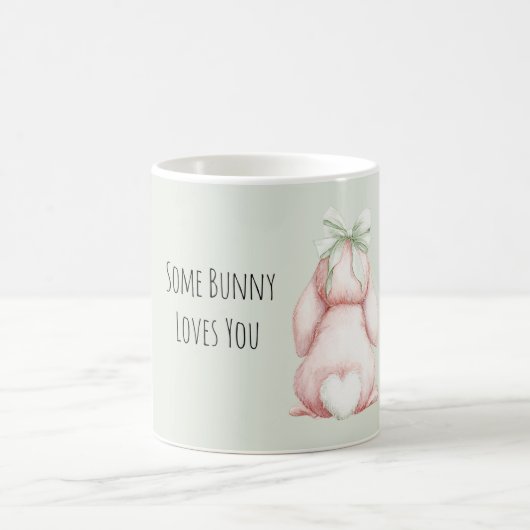 Mug Un petit lapin vous aime Queue cœur arc menthe (Centre)