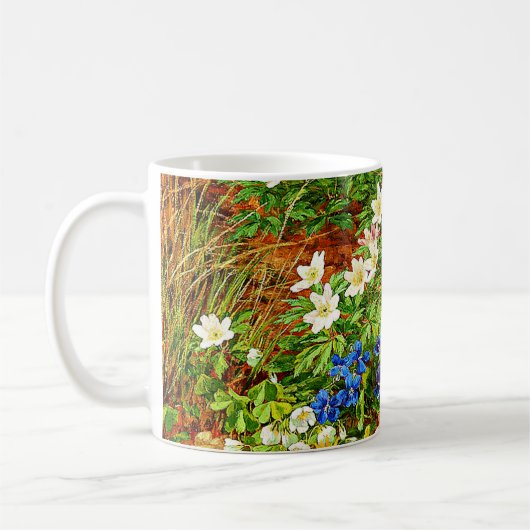 Mug Un plancher forestier avec des anémones et des vio (Gauche)