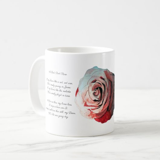 Mug Un poème rouge, Rose rouge Robert Burns (Devant gauche)