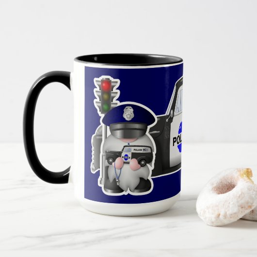 Mug Un policier avec un camion de police (Avec donut)
