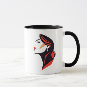 Mug Un portrait minimaliste de femme élégante.