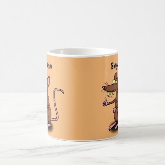 Mug Un rat brun mignon pouce vers le haut dessin animé (Centre)