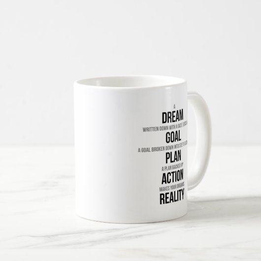 Mug Un rêve noté avec une date deviennent un but (Devant droit)