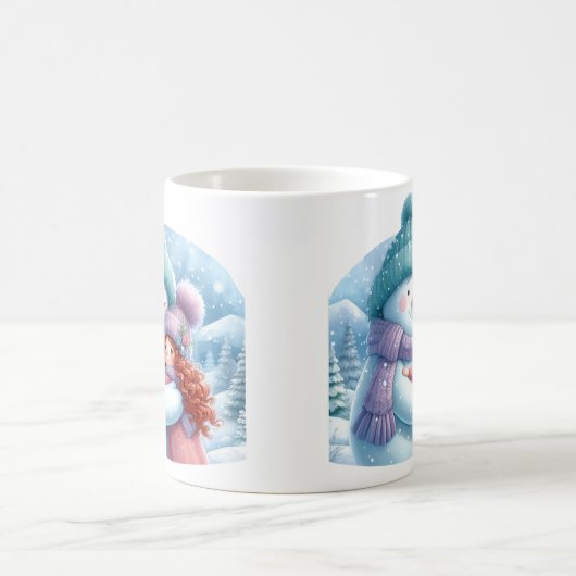 Mug Un Snowman embrasse une fille dans une Wonderland (Centre)