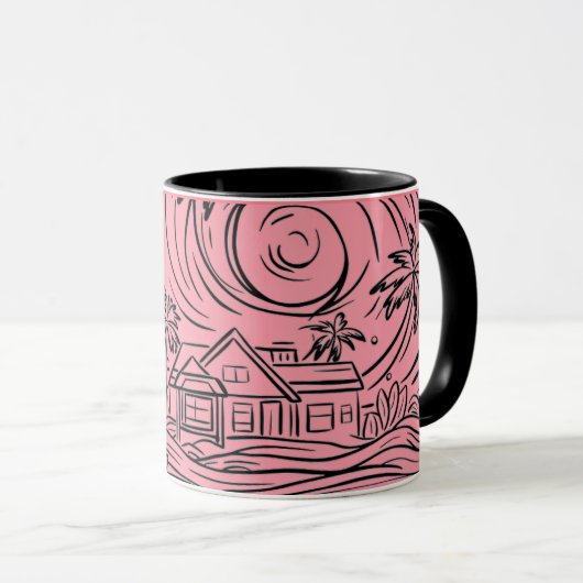 Mug un soleil levant devant la mer,mug (Devant droit)