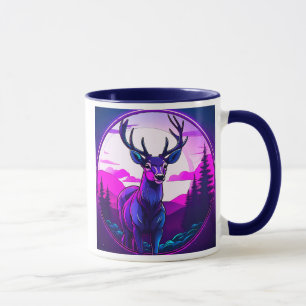 Mug Un superbe cerf imposant seul dans lea forêt.