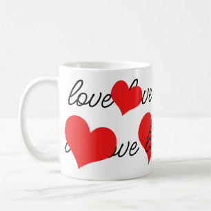 Mug Un texte d'amour et des coeurs rouges