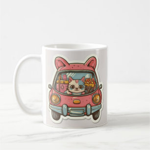 MUG UN TRÈS BON CHAT CONDUIT UNE VOITURE