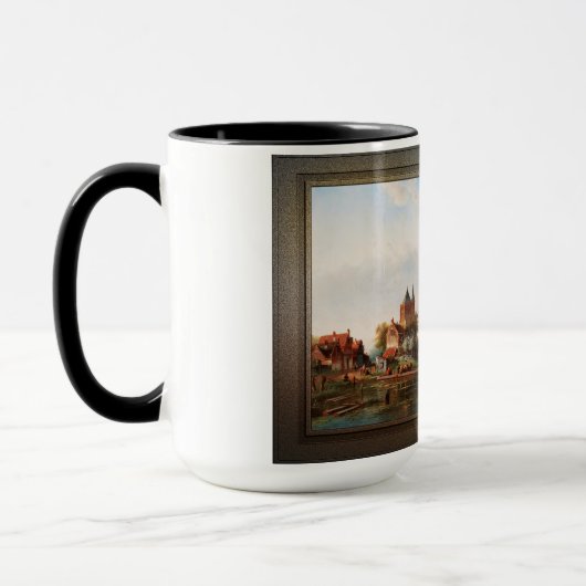 Mug Un Vaste Paysage De Rivière Avec Des Moulins À Ven (Gauche)