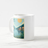 Mug Une affiche de voyage classique nostalgique – Lac  (Devant gauche)