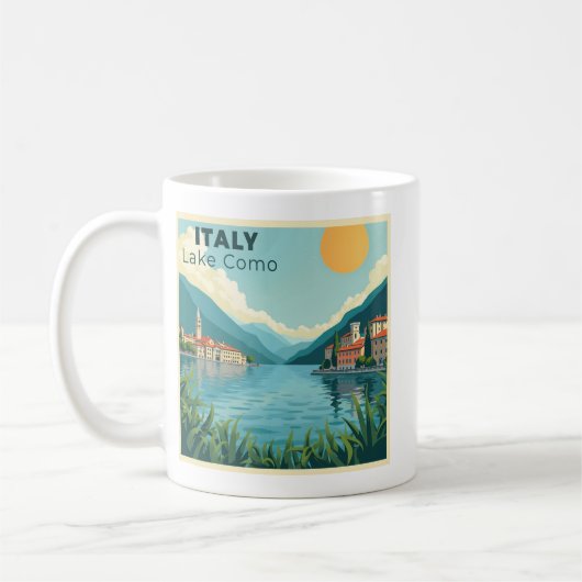 Mug Une affiche de voyage classique nostalgique – Lac  (Gauche)