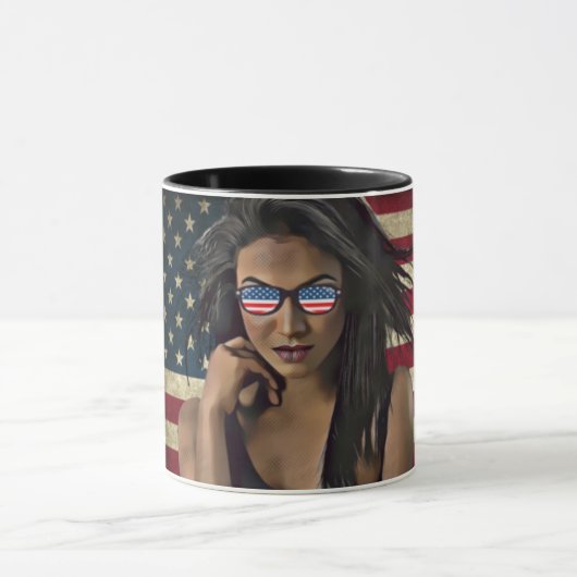 Mug Une Américaine Distortie Du Drapeau Américain (Centre)