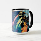 Mug Une astronaute rencontre un Alien extra-terrestre (Devant droit)